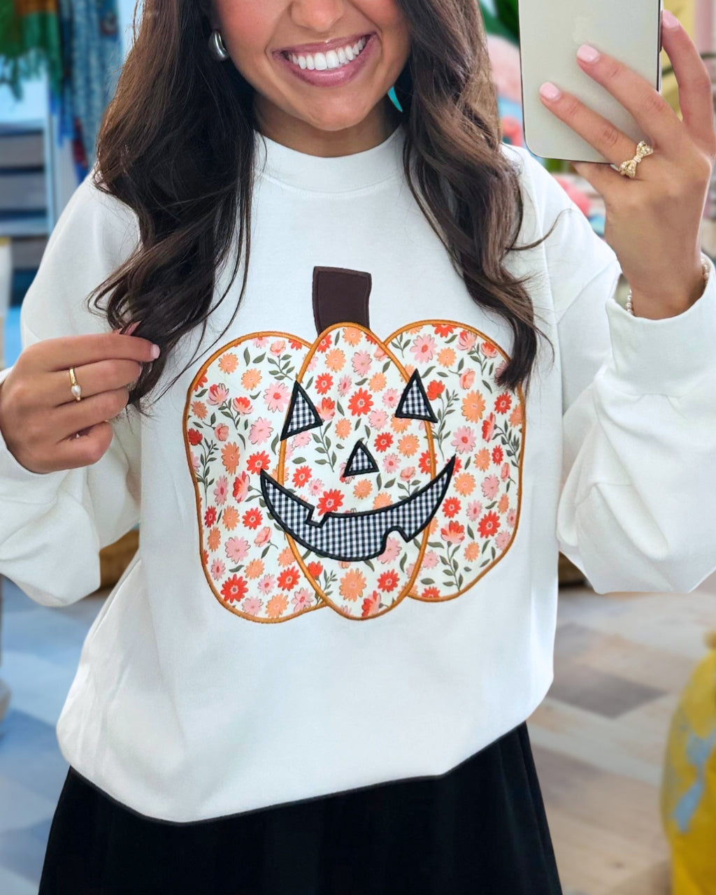 Whimsy Floral Pumpkin Patch Sweatshirt