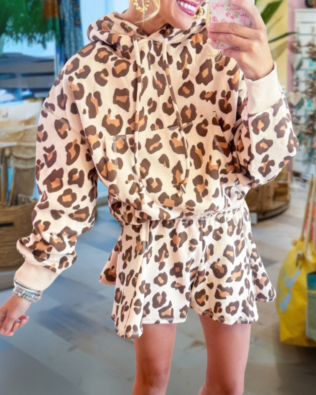 Leopard Bubble Hoodie Set