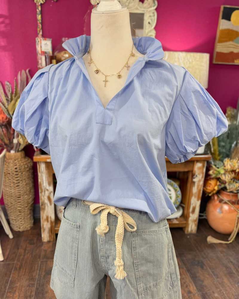 Simple Ruffle Collar Top