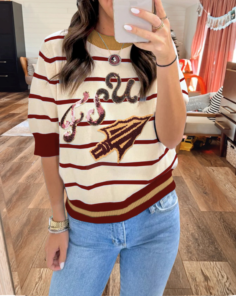 FSU Sequin Stripe Sweater