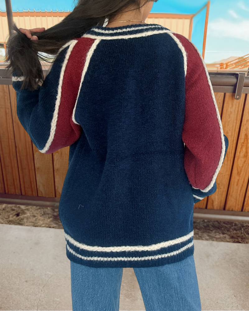 Simple Colorblock Zipper Sweater