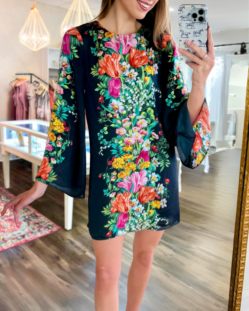 Trendy Floral Chiffon Mini Dress