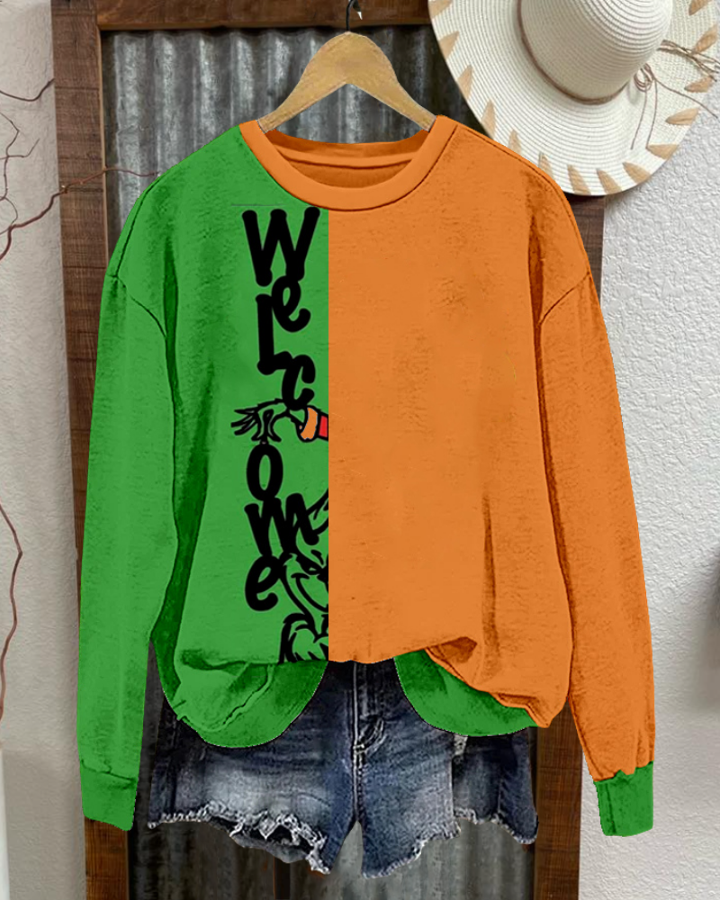 Halloween Welcome Colorblock Sweatshirt