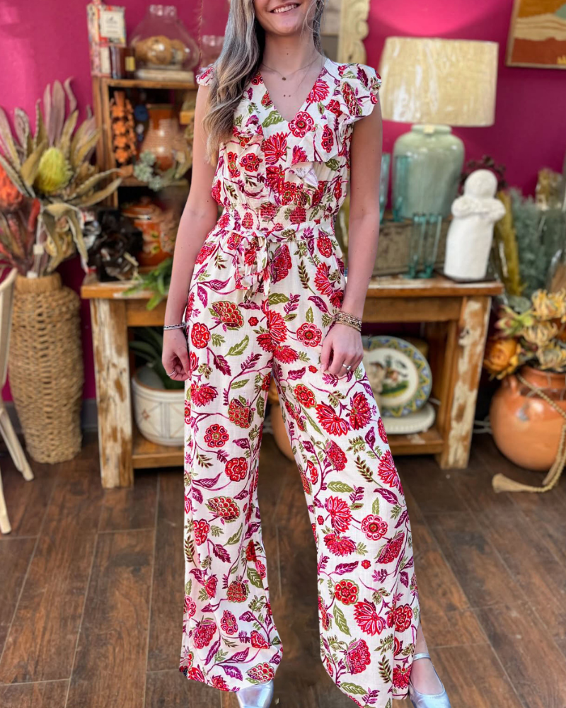 Ruffled Lotus Flower Jumpsuit