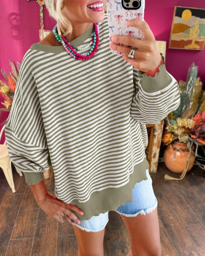 Cozy Striped Oversized Sweatshirt