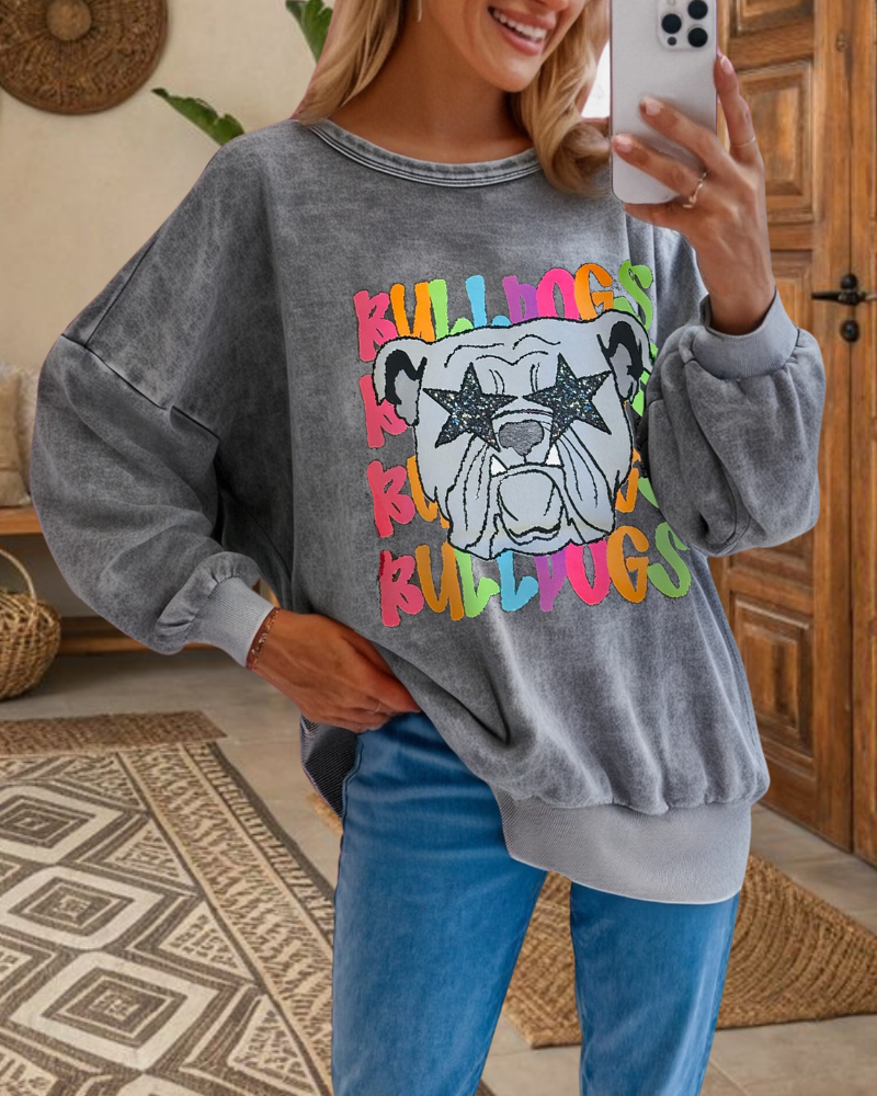 Bulldog Star Washed Sweatshirt