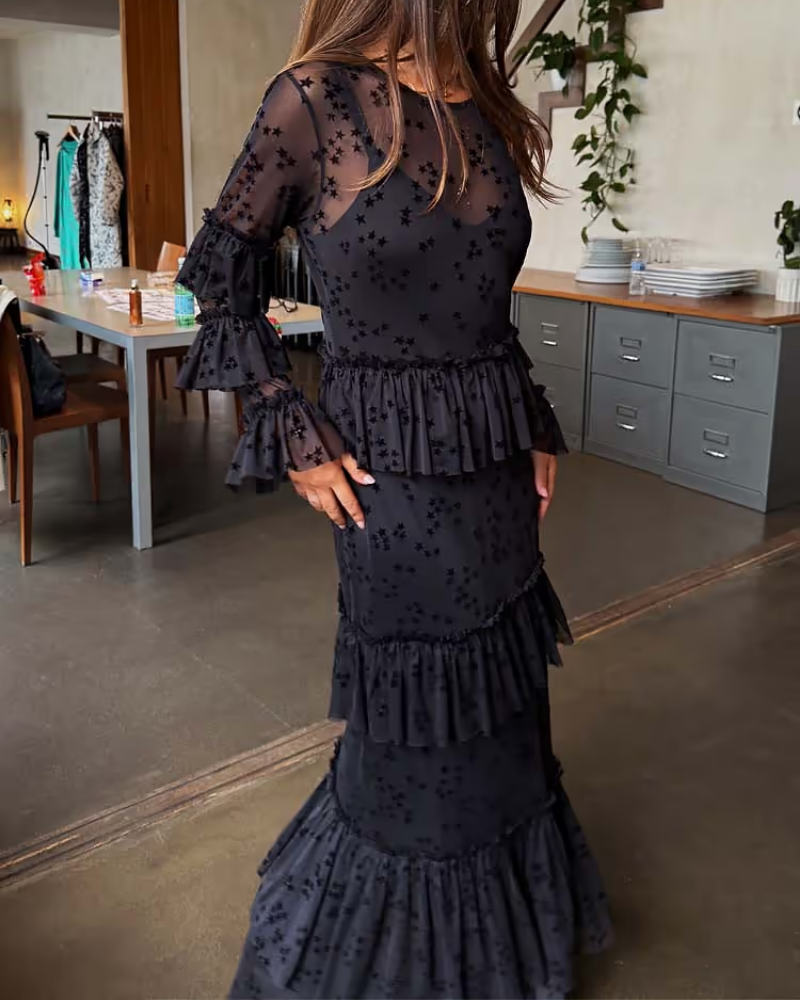 Star Ruffled Maxi Dress