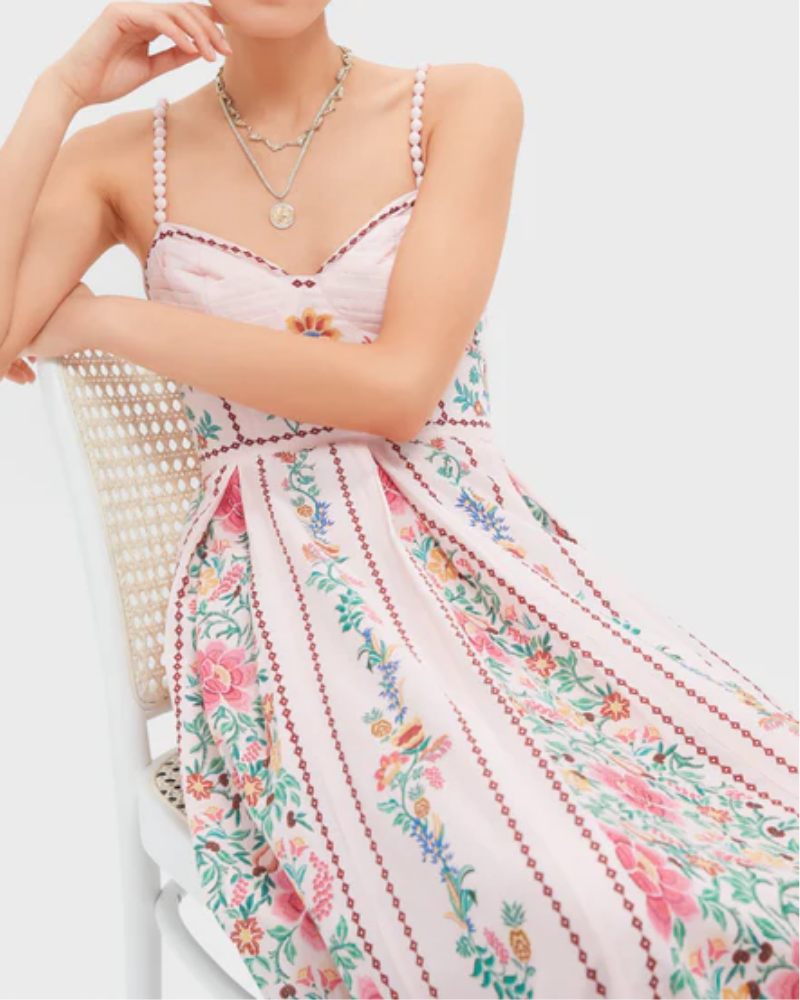 Floral Beaded Camisole Maxi Dress