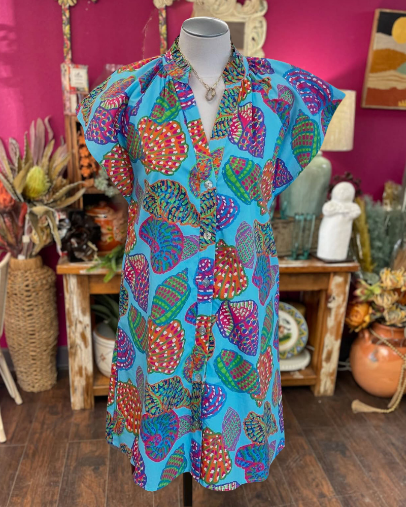 Conch Scallop Shirt Dress