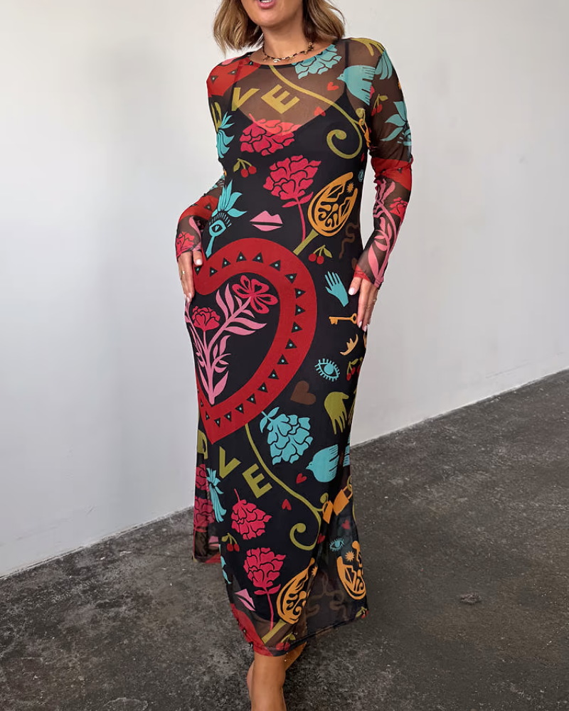 Chic Heart Floral Maxi Dress