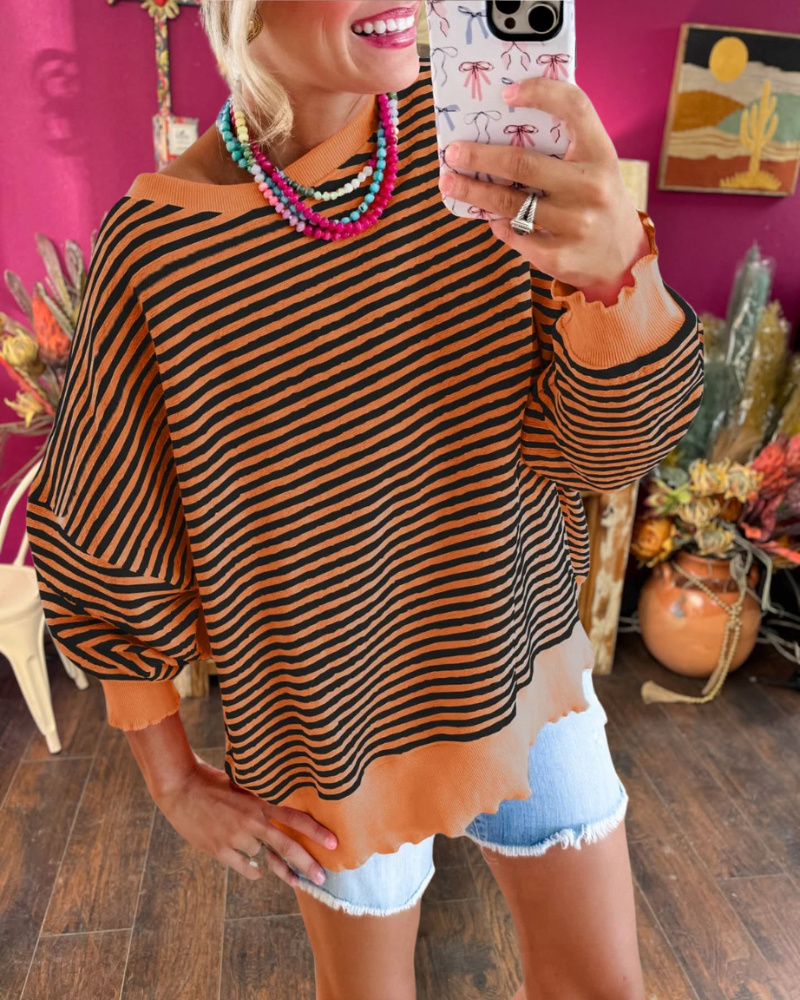 Cozy Striped Oversized Sweatshirt