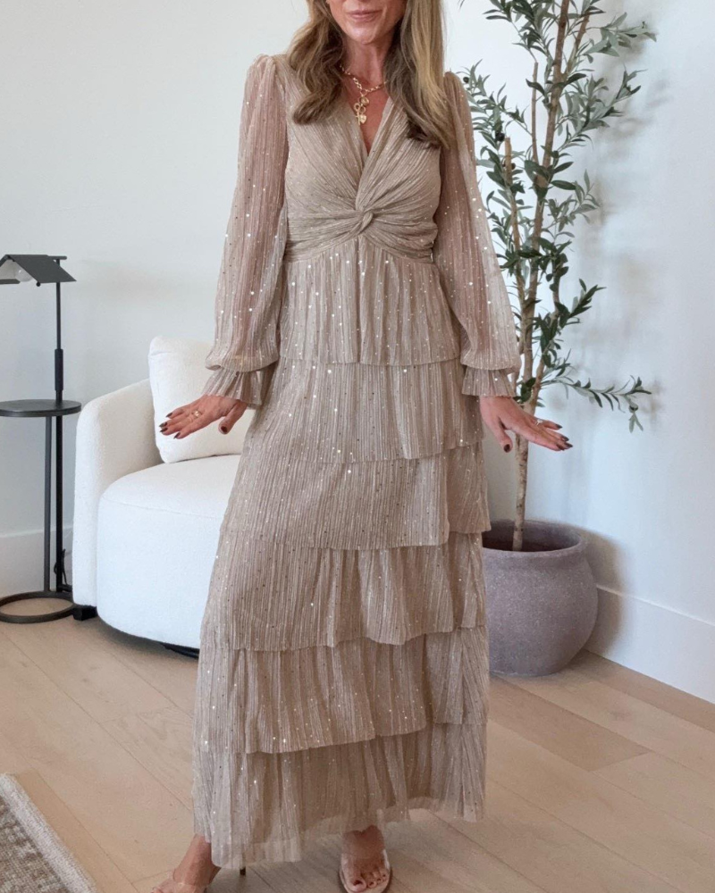 Sparkling Layered V-Neck Dress