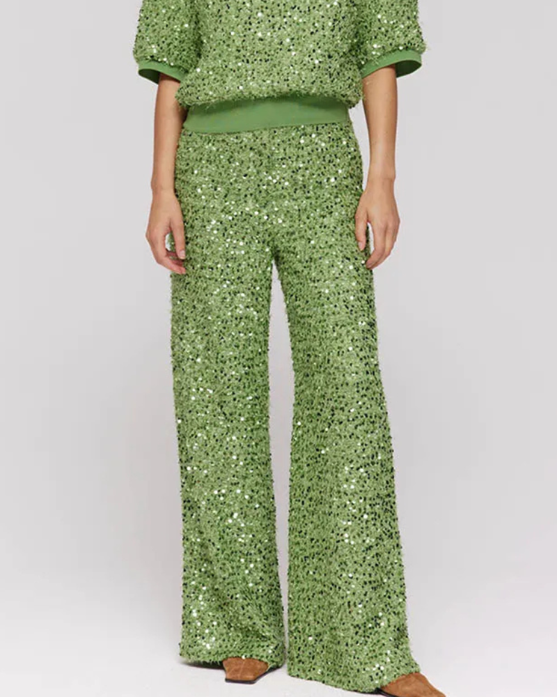 Unique Sequined Wide-Leg Pants