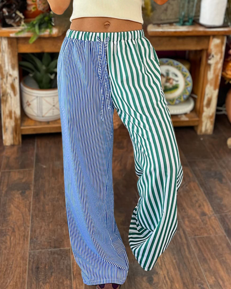 Chic Contrast Stripe Pants