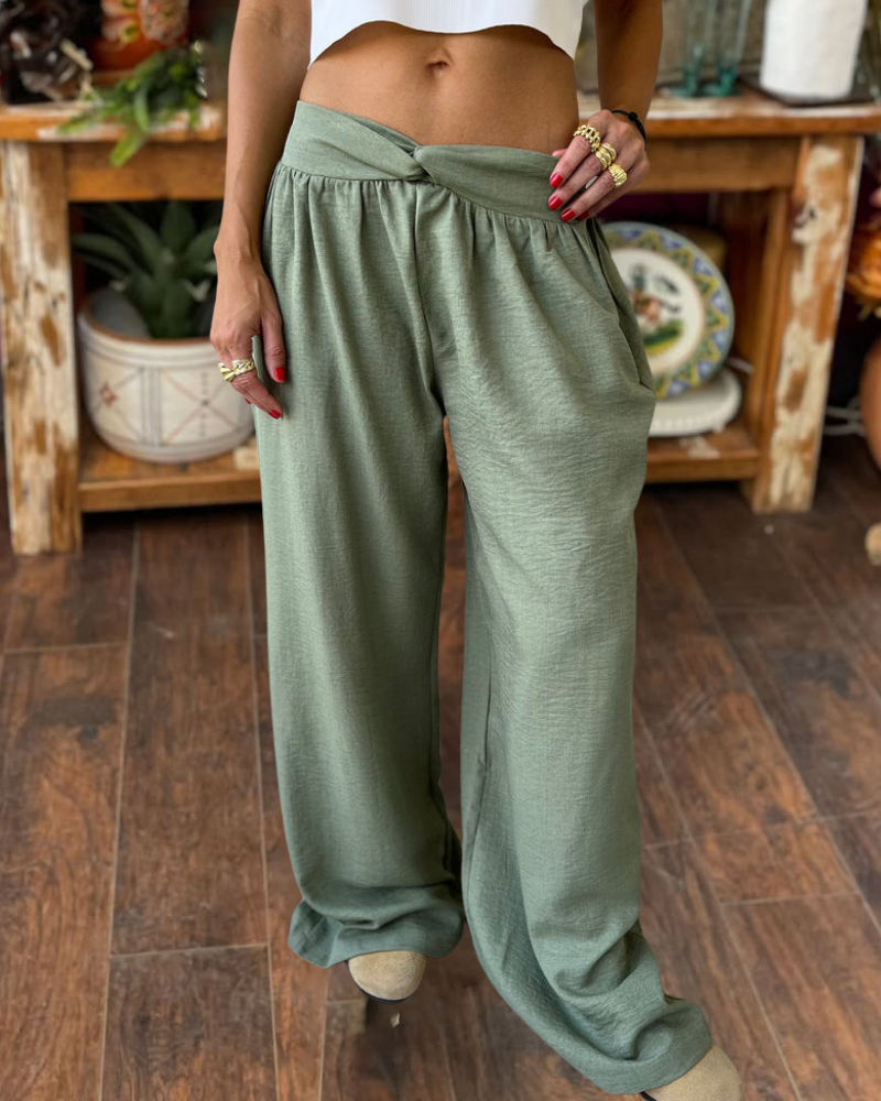 Chic Solid Color Loose Pants