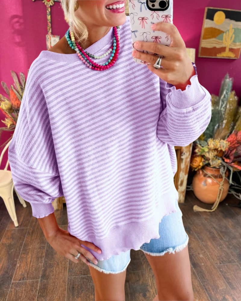 Cozy Striped Oversized Sweatshirt