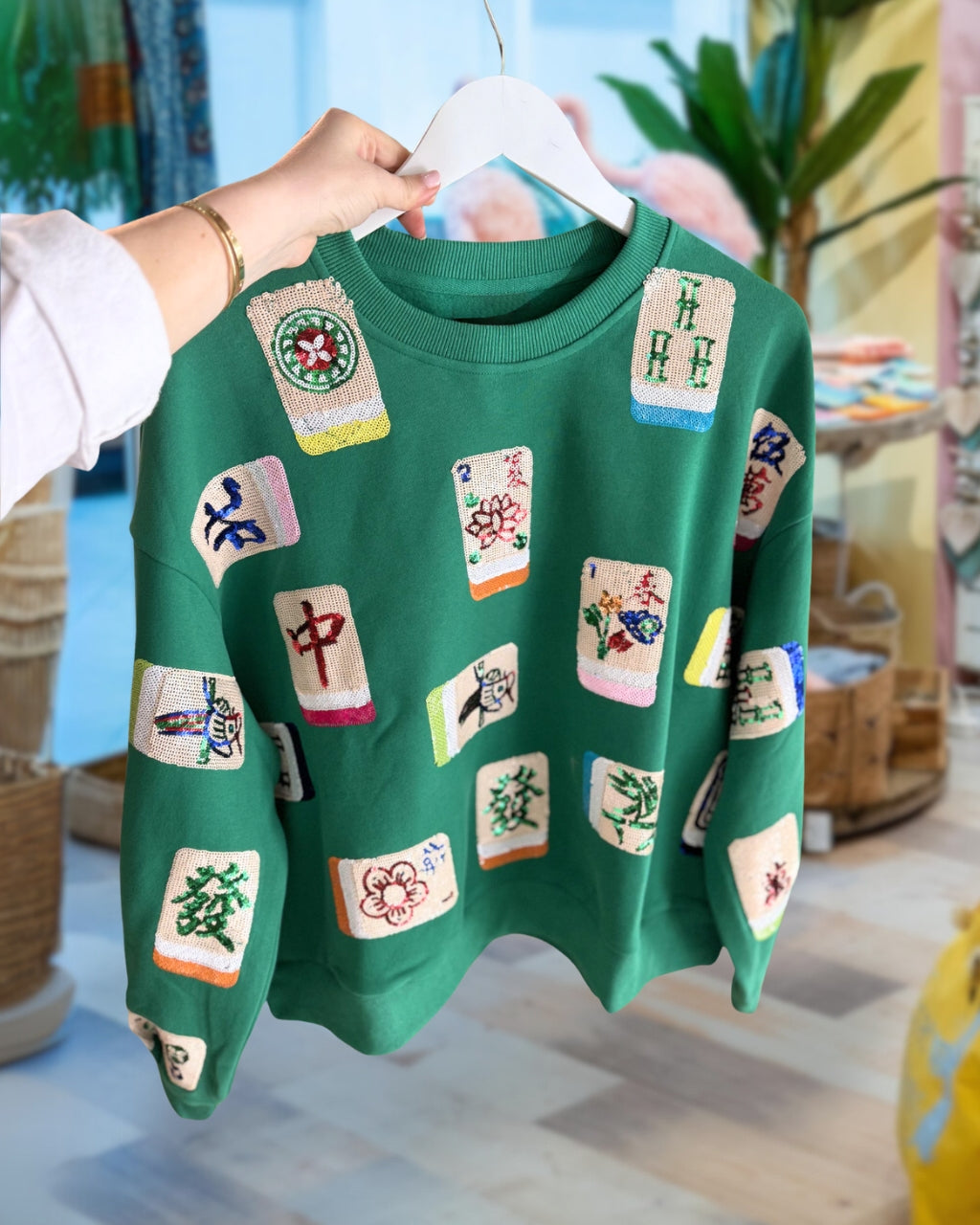 Relaxed Sequin Mahjong Sweatshirt