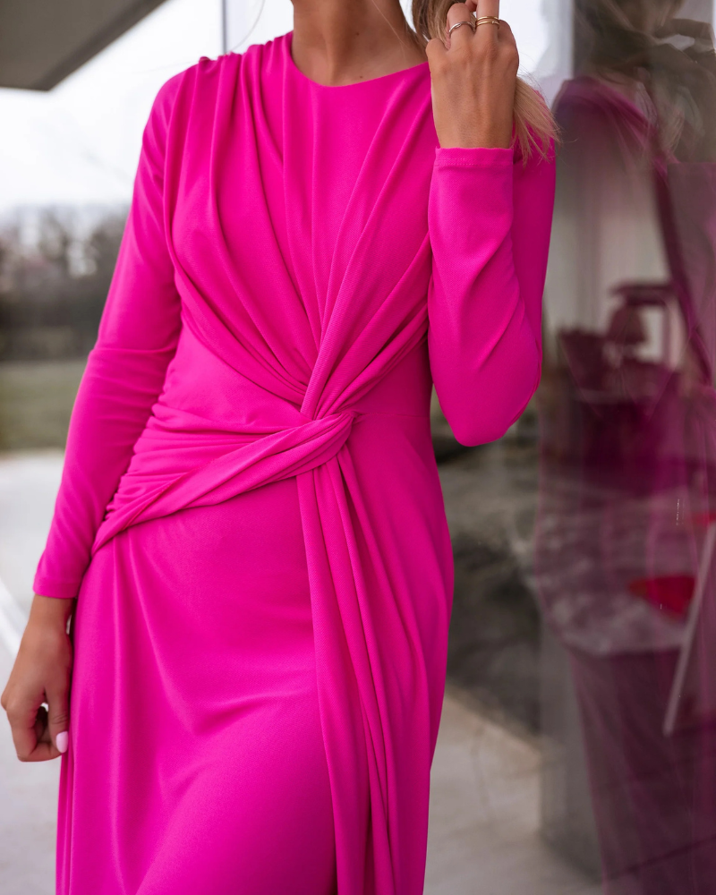Slim Knotted Crewneck Maxi Dress