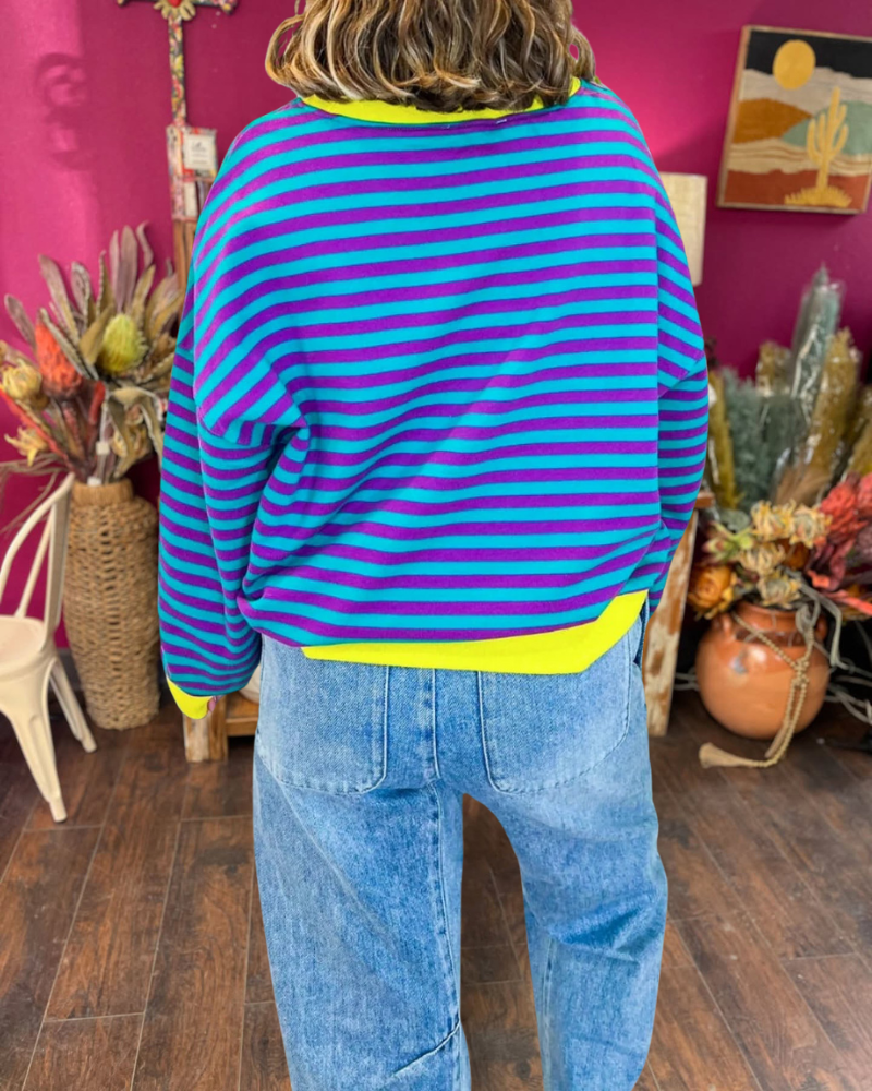 Cara Colorblock Striped Pullover