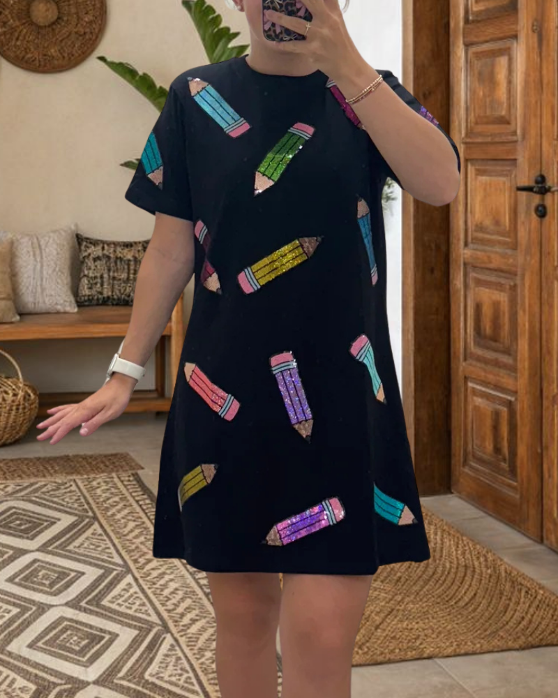 Scattered Pencil Sequin Dress