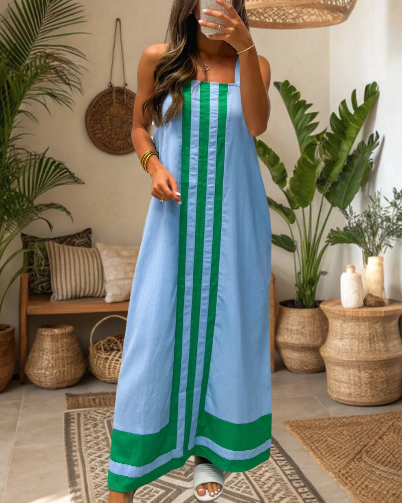 Contrast Striped Maxi Dress