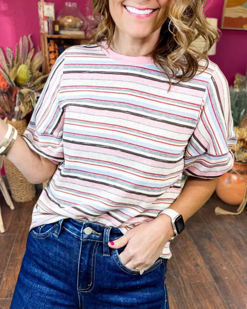 New Contrast Color Striped T-Shirt