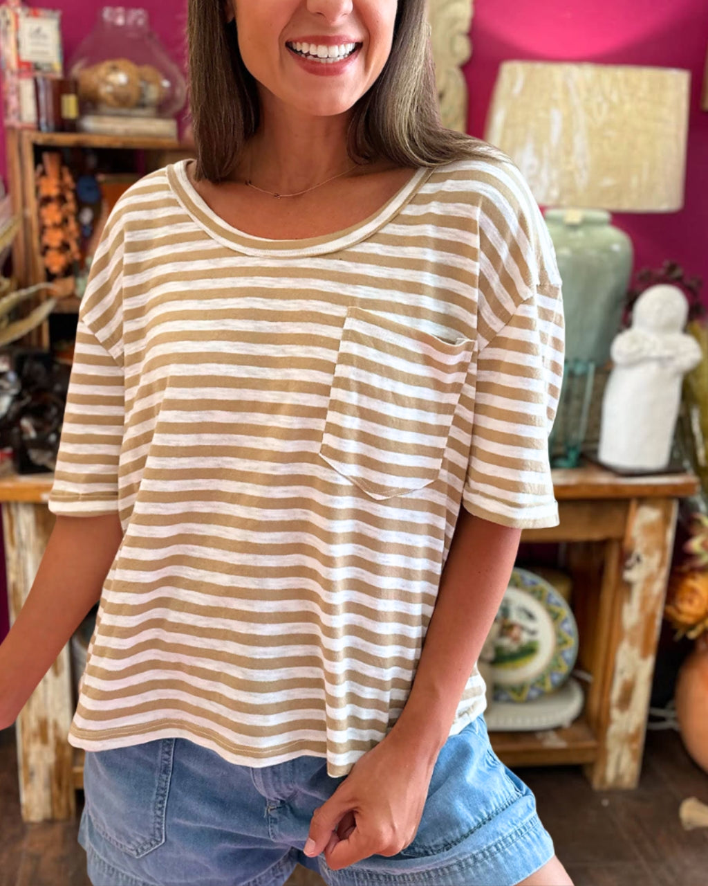 Relaxed Stripe Pocket Tee