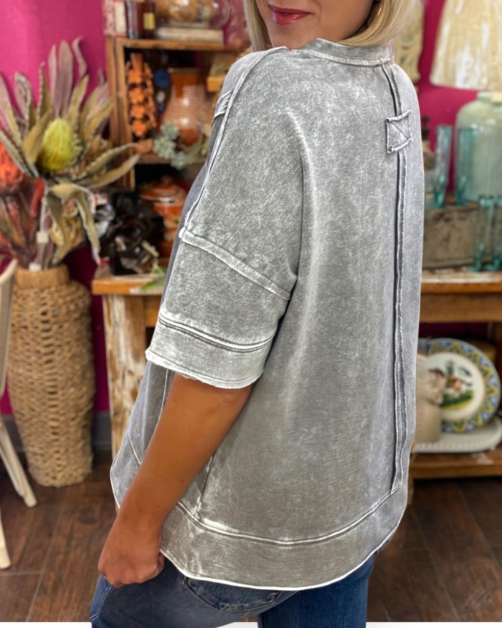 Distressed Washed Oversized Tee