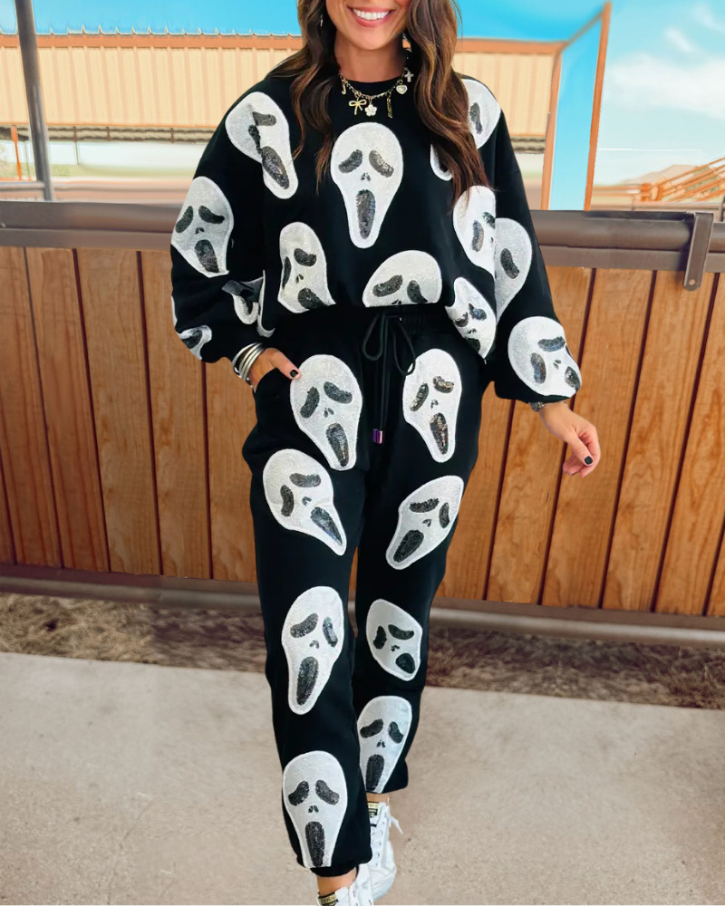 Skull Screaming Mask Sequin Set