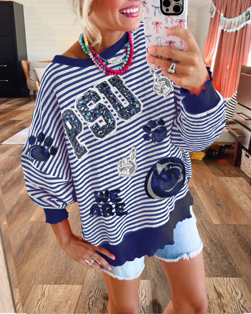 PSU Lions Sequin Stripe Sweatshirt