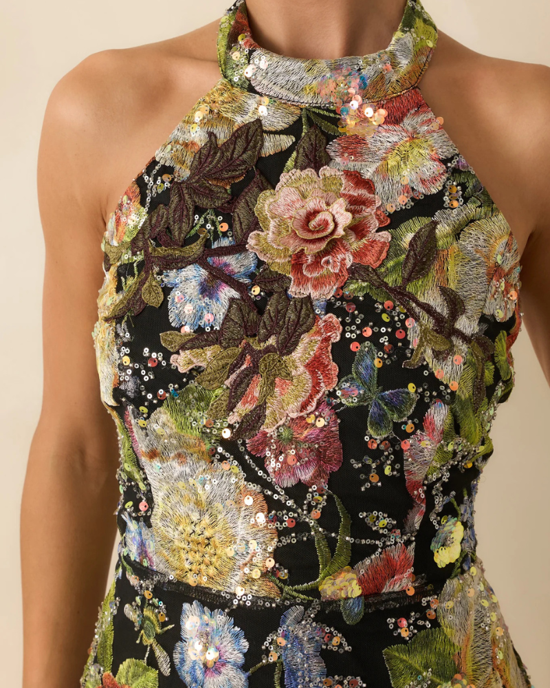 Floral Backless Mini Dress