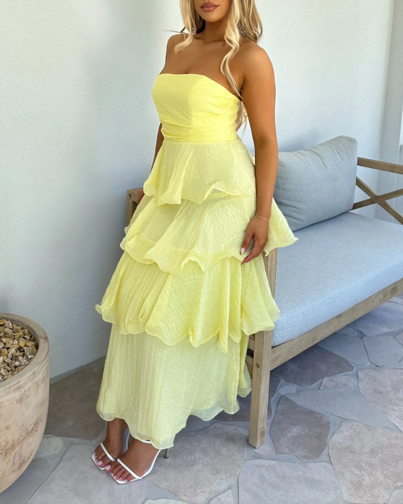 Stylish Layered Ruffles Maxi Dress