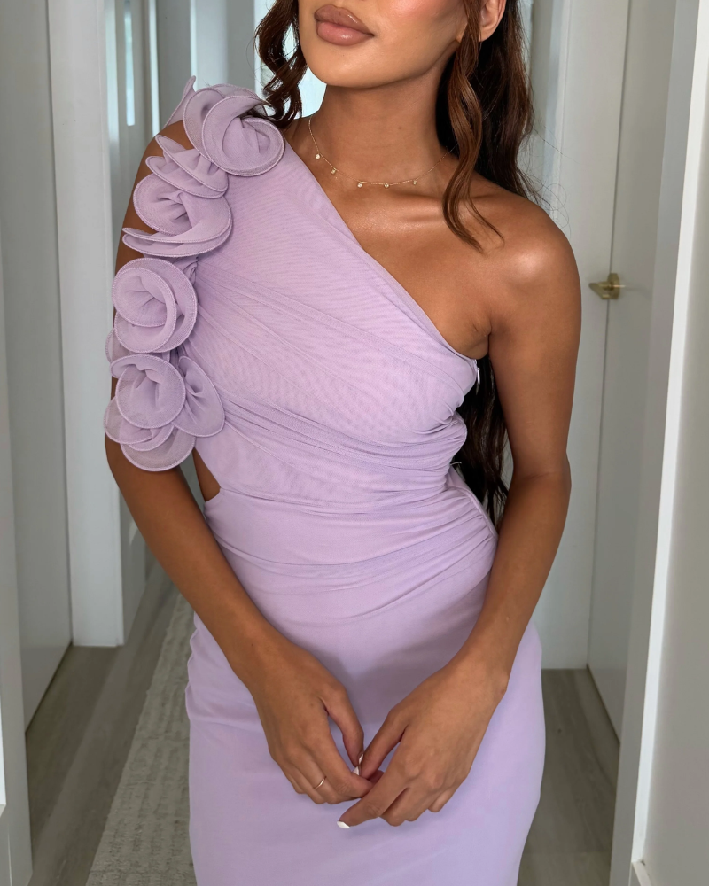 Ruffled Off-Shoulder Elastic Maxi Dress