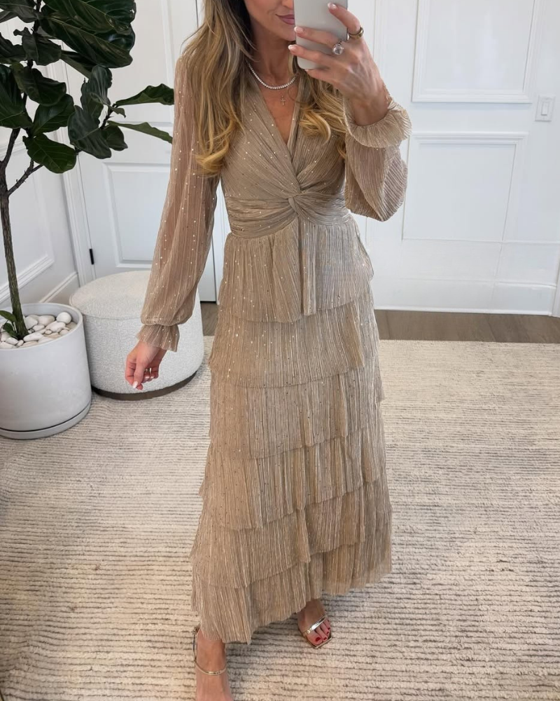 Sparkling Layered V-Neck Dress