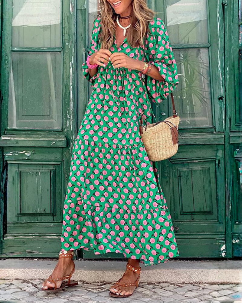 Bohemian V-Neck Maxi Dress