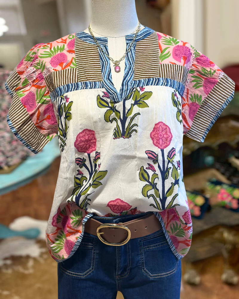 Chic Striped Floral Top