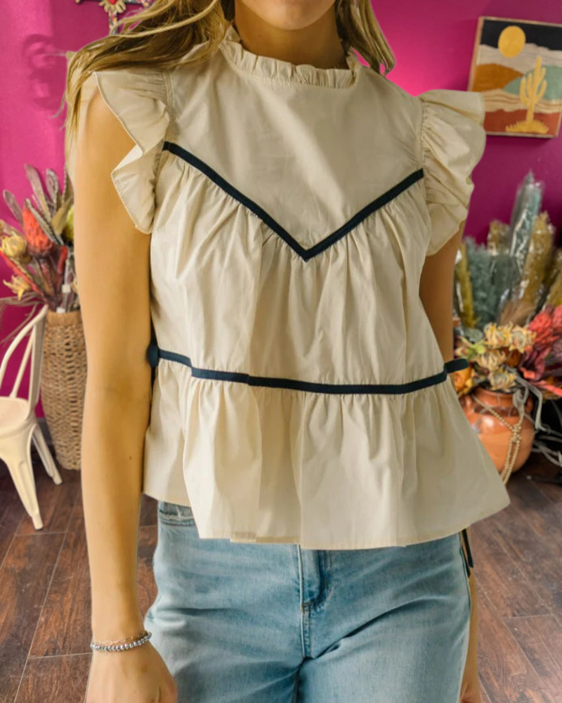 Ruffle Lace-up Top