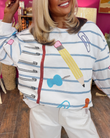 School Stripe Sequined Sweatshirt