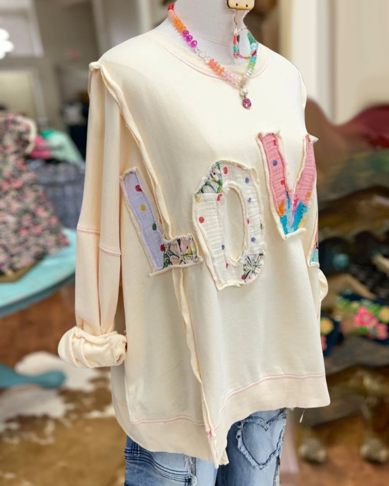 Colorful LOVE Patch Sweatshirt