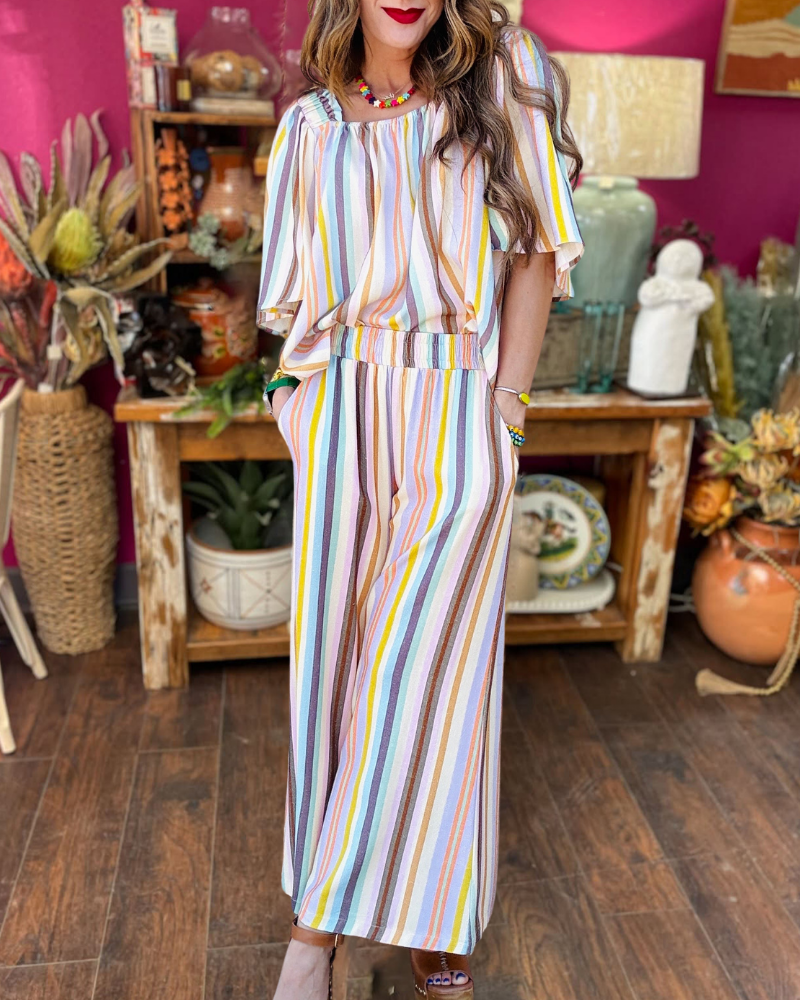 Fashion Colorful Striped Jumpsuit