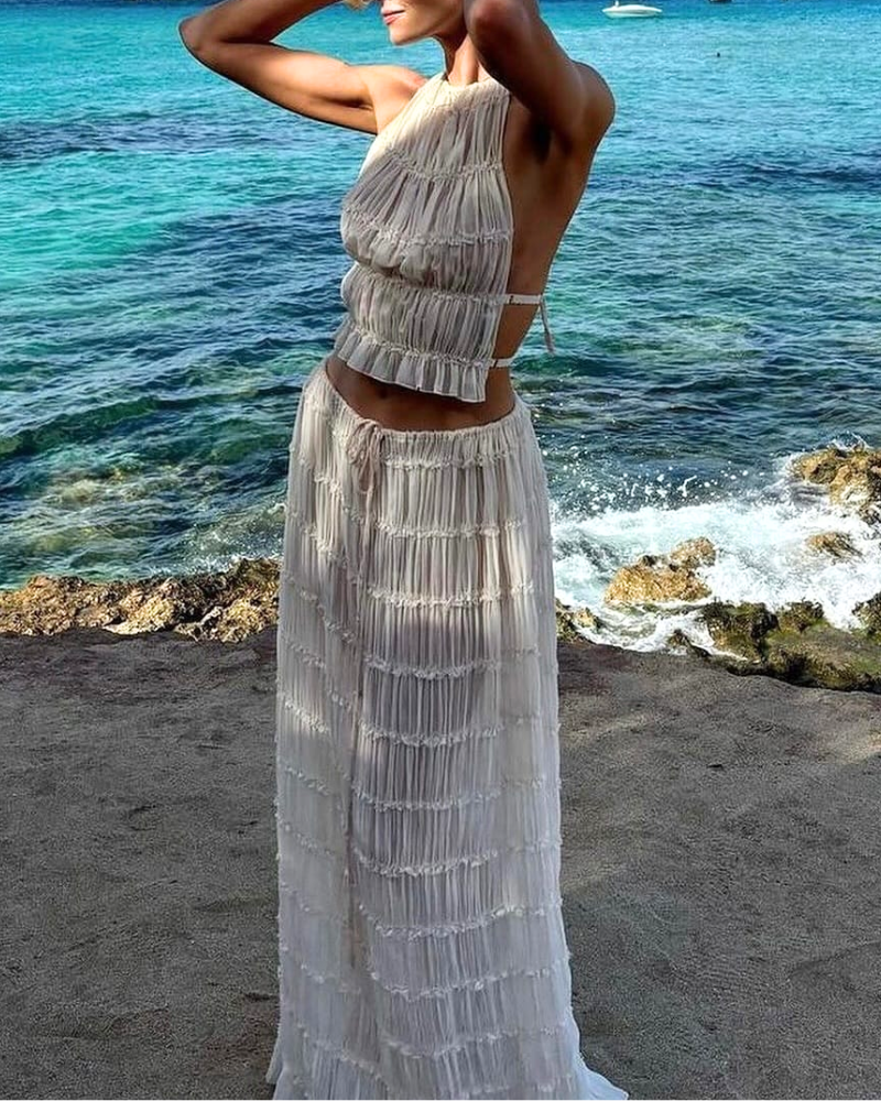 Romantic Slim Fit Pleated Set