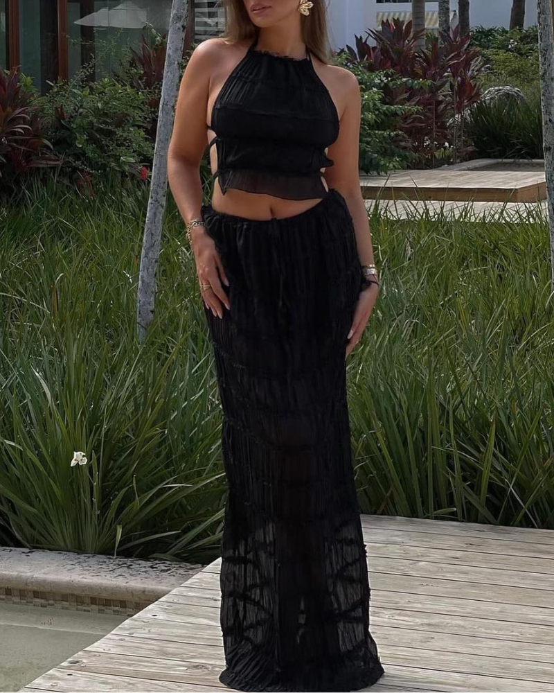 Romantic Slim Fit Pleated Set