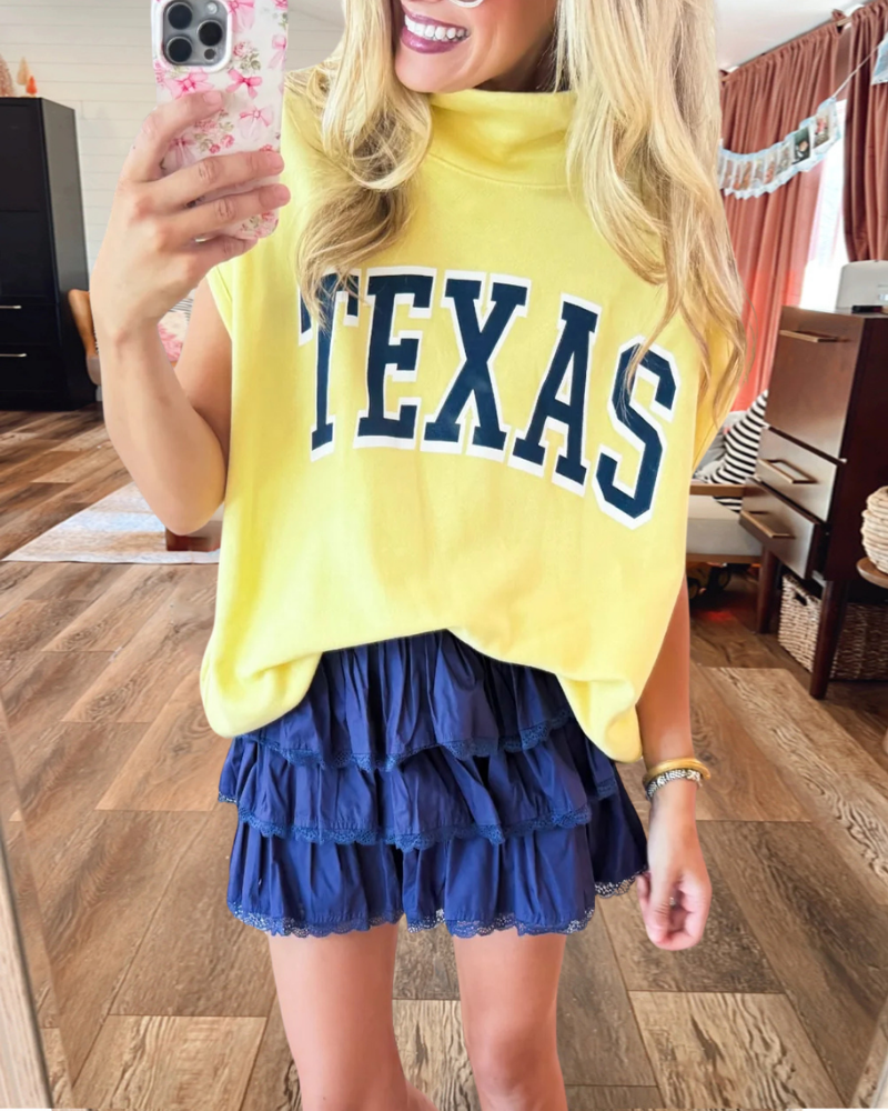 Oversized TEXAS Turtleneck Top