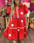 Star Sequin Wave Trim Tiered Dress