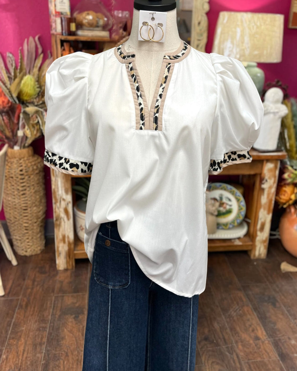 Colorblock Leopard Top