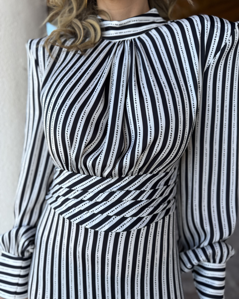 Chic Slim Striped Midi Dress