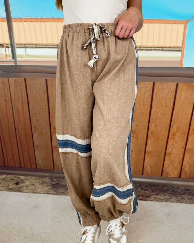 Retro Washed Patchwork Pants