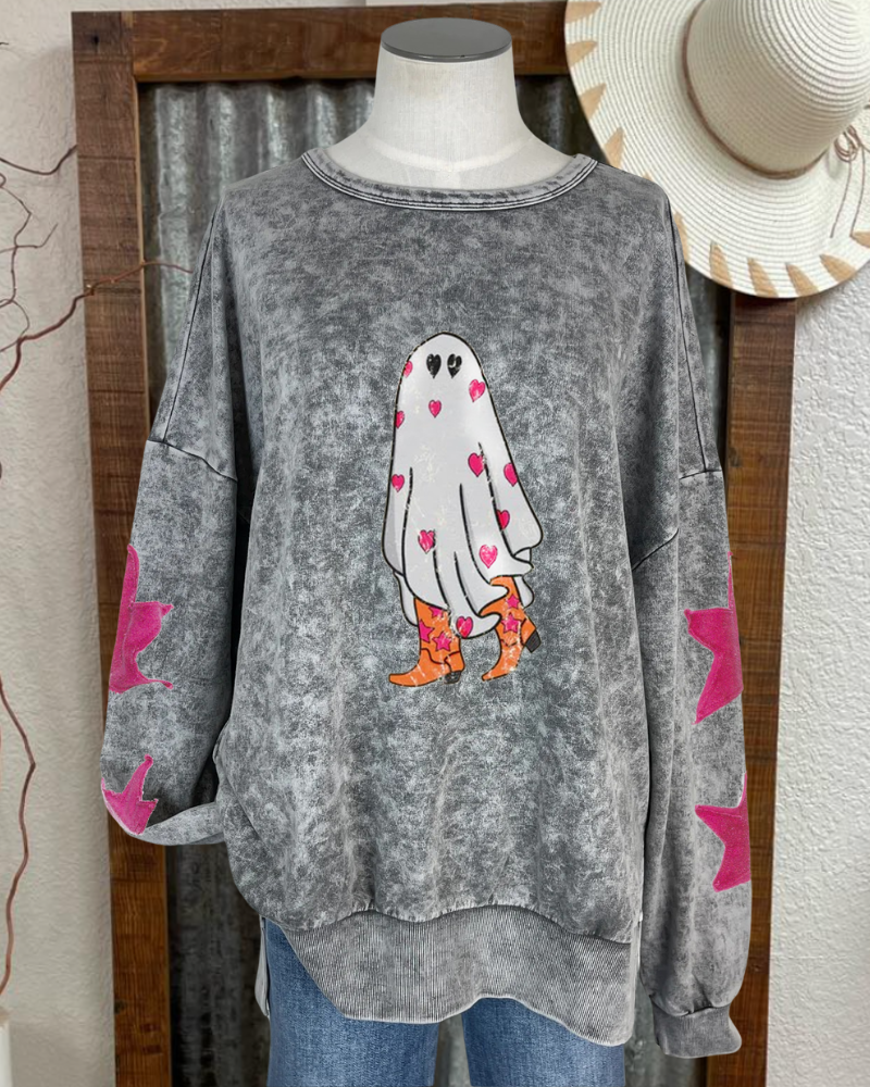 Cute Ghost Washed Sweatshirt