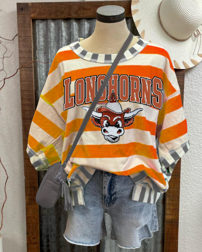 LONGHORNS Embroidered Striped T-shirt