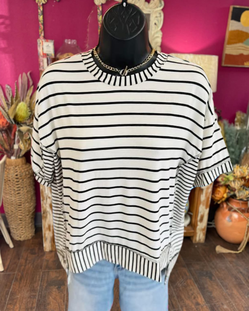 Trendy Striped Crew Neck T-Shirt